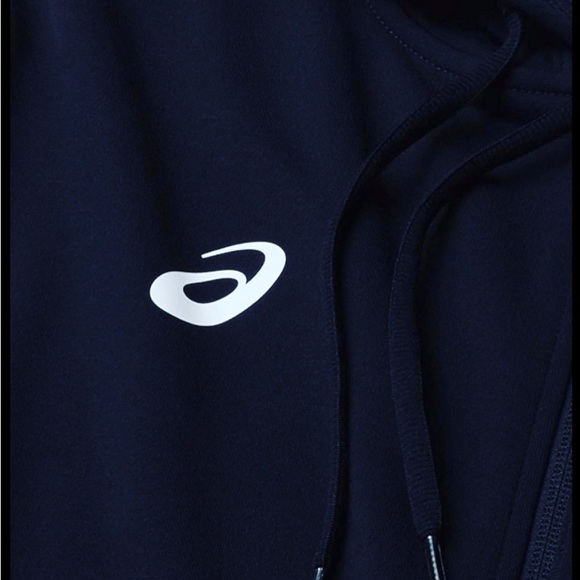 ASICS Men's Navy Pull Over Warmup Hoody Sweater - Picture 3 of 4
